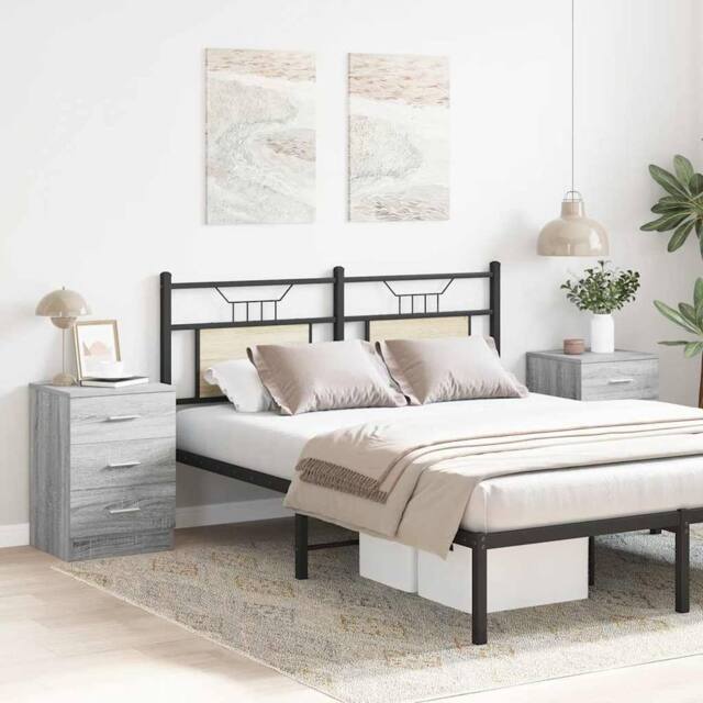 Berkfield Home Classic Bedside Cabinets 2 pcs Grey Sonoma 38x35x56 cm Engineered Wood - Size: 38 x 35 x 56 cm - image 1