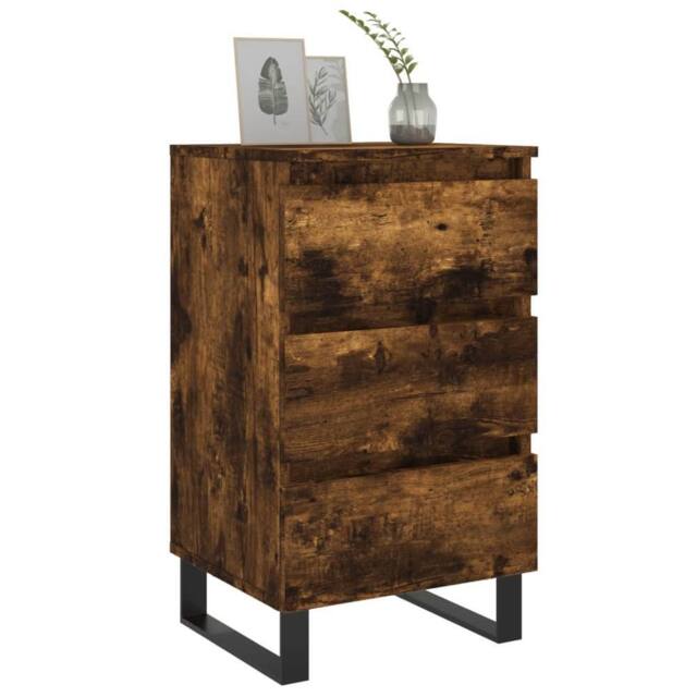 Berkfield Home Elegant Bedside Cabinets 2 pcs Smoked Oak 40x35x69 cm Engineered Wood in Brown - Size: 40 x 35 x 69 cm - image 1