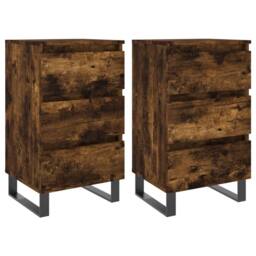 Berkfield Home Elegant Bedside Cabinets 2 pcs Smoked Oak 40x35x69 cm Engineered Wood in Brown - Size: 40 x 35 x 69 cm - thumbnail 3