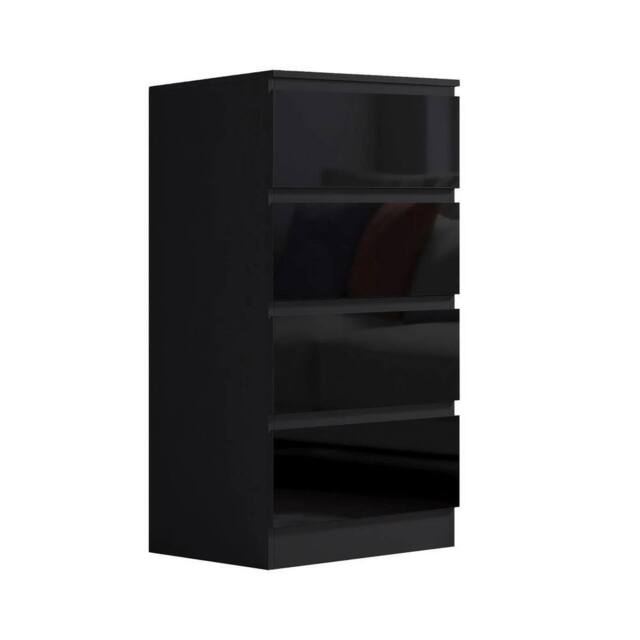 VOGREX Black High Gloss 4 Drawer Bedroom Storage Chest - image 1