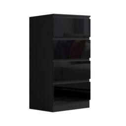 VOGREX Black High Gloss 4 Drawer Bedroom Storage Chest - thumbnail 1