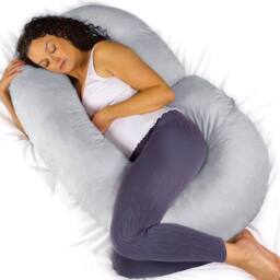 Aamira Light Grey Pregnancy Maternity Pillow, 140x65x20cm C Shape Memory Foam - Size: 140 x 65 x 20 cm