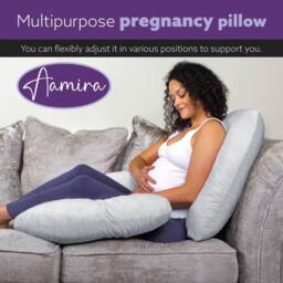 Aamira Light Grey Pregnancy Maternity Pillow, 140x65x20cm C Shape Memory Foam - Size: 140 x 65 x 20 cm - thumbnail 9