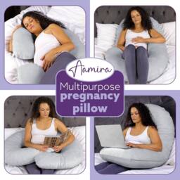 Aamira Light Grey Pregnancy Maternity Pillow, 140x65x20cm C Shape Memory Foam - Size: 140 x 65 x 20 cm - thumbnail 8