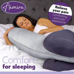Aamira Light Grey Pregnancy Maternity Pillow, 140x65x20cm C Shape Memory Foam - Size: 140 x 65 x 20 cm - thumbnail 7