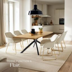 tectake Dining Chair Jeane Set Of 4 - Velvet Look Cream/Gold in Cream - Size: 4 Pack - thumbnail 8