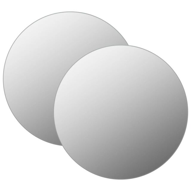 Berkfield Home Wall Mirrors 2 pcs 50 cm Round Glass in Silver - image 1