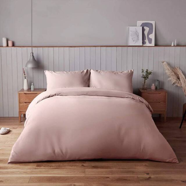 Voltico Silentnight Supersoft Duvet Cover Set Double Size Pink Bedding in Dusty Pink - image 1