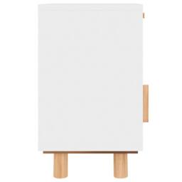 Berkfield Home Decorative Bedside Cabinet White Solid Wood Pine & Natural Rattan - thumbnail 6