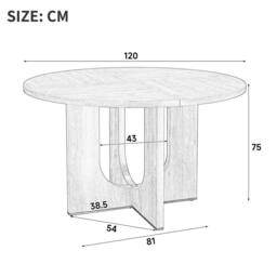 Merax Round Mid-Century Modern Farmhouse Pedestal Dining Table for 4 to 6 in Walnut - thumbnail 2