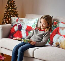 Luxury Living Christmas Child Decorative Cushion With Pad 45cm x 45cm in Red - Size: 45 cm x 45 cm - thumbnail 2