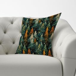 Warren Reed - Designer Impasto Style Christmas Trees Cushions in Green - Size: 45 cm x 45 cm - thumbnail 3