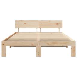 Berkfield Home Traditional Bed Frame with Headboard 160x200 cm Solid Pine Wood in Beige - thumbnail 5