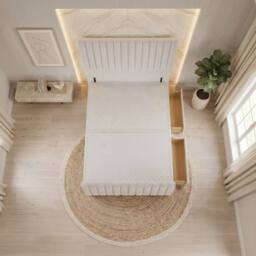 "Somnior Eleanor Velvet Divan Base 2 Drawers 54"" Headboard & 22"" Footboard in White - Size: Small Single" - thumbnail 4