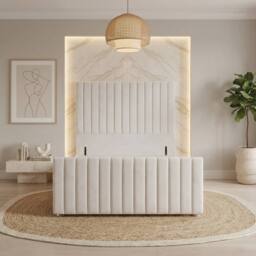"Somnior Eleanor Velvet Divan Base 2 Drawers 54"" Headboard & 22"" Footboard in White - Size: Small Single" - thumbnail 3