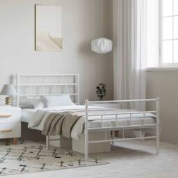 Berkfield Home Metal Bed Frame with Headboard & Footboard White 100x200 cm - thumbnail 2