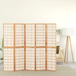 Berkfield Home Folding 5-Panel Room Divider Japanese Style 200x170 cm in Brown