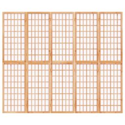 Berkfield Home Folding 5-Panel Room Divider Japanese Style 200x170 cm in Brown - thumbnail 3