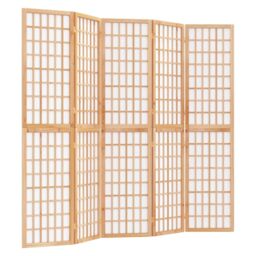 Berkfield Home Folding 5-Panel Room Divider Japanese Style 200x170 cm in Brown - thumbnail 2