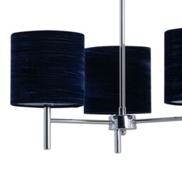 First Choice Lighting Brea - Chrome 3 Light Fitting with Navy Blue Crushed Velvet Shades in Silver - thumbnail 2