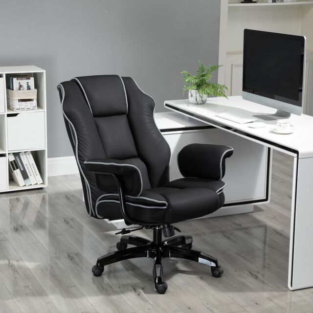 VINSETTO Piped PU Leather Office Chair High-Back Computer Office Gaming Chair in Black - image 1