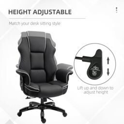 VINSETTO Piped PU Leather Office Chair High-Back Computer Office Gaming Chair in Black - thumbnail 4