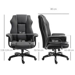 VINSETTO Piped PU Leather Office Chair High-Back Computer Office Gaming Chair in Black - thumbnail 3