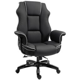 VINSETTO Piped PU Leather Office Chair High-Back Computer Office Gaming Chair in Black - thumbnail 2