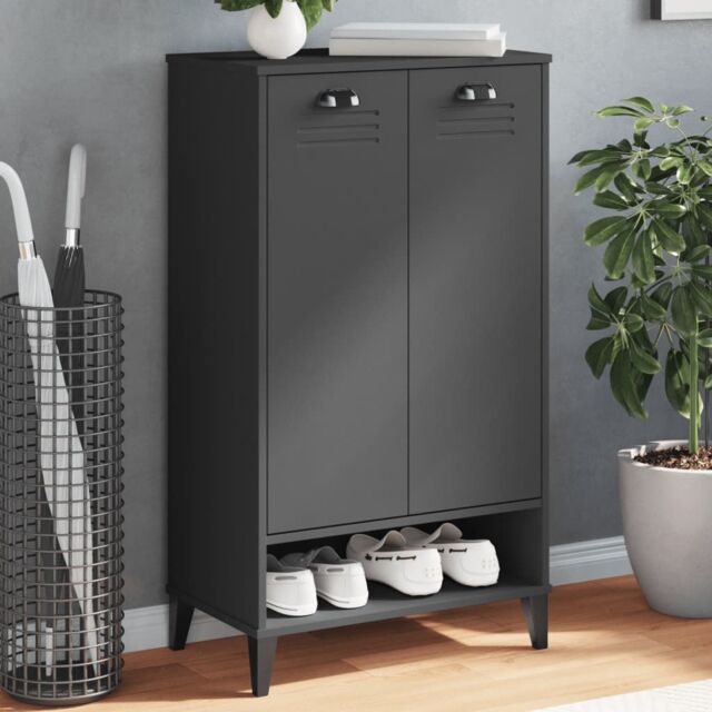 Berkfield Home Shoe Cabinet VIKEN Anthracite Grey Engineered Wood in Black - image 1