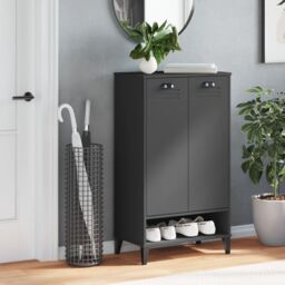 Berkfield Home Shoe Cabinet VIKEN Anthracite Grey Engineered Wood in Black - thumbnail 3