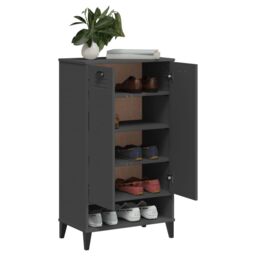 Berkfield Home Shoe Cabinet VIKEN Anthracite Grey Engineered Wood in Black - thumbnail 4