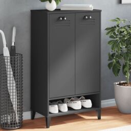 Berkfield Home Shoe Cabinet VIKEN Anthracite Grey Engineered Wood in Black - thumbnail 1