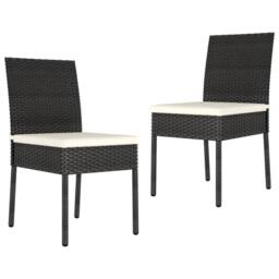 Berkfield Home 3 Piece Outdoor Dining Set with Cushions Poly Rattan Black - thumbnail 3