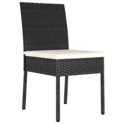 Berkfield Home 3 Piece Outdoor Dining Set with Cushions Poly Rattan Black - thumbnail 4