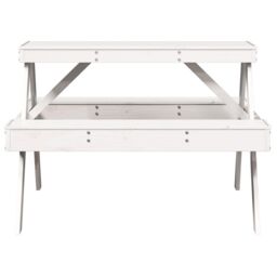 Berkfield Home Picnic Table White 105x134x75 cm Solid Wood Pine - Size: 105 x 134 x 75 cm - thumbnail 4