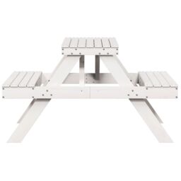 Berkfield Home Picnic Table White 105x134x75 cm Solid Wood Pine - Size: 105 x 134 x 75 cm - thumbnail 5
