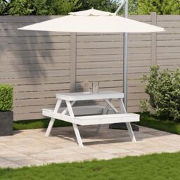 Berkfield Home Picnic Table White 105x134x75 cm Solid Wood Pine - Size: 105 x 134 x 75 cm - thumbnail 3