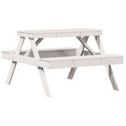 Berkfield Home Picnic Table White 105x134x75 cm Solid Wood Pine - Size: 105 x 134 x 75 cm - thumbnail 6