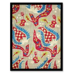 Artery8 William Morris Framed Wall Art Print Turkish Bed Cover Floral Pattern in Beige - Size: A4 - thumbnail 1