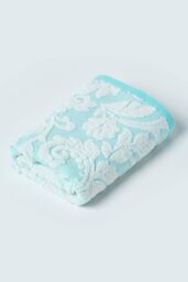 Homescapes Damask 100% Turkish Cotton 600 GSM Towel in Aqua - thumbnail 5
