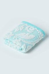 Homescapes Damask 100% Turkish Cotton 600 GSM Towel in Aqua - thumbnail 3