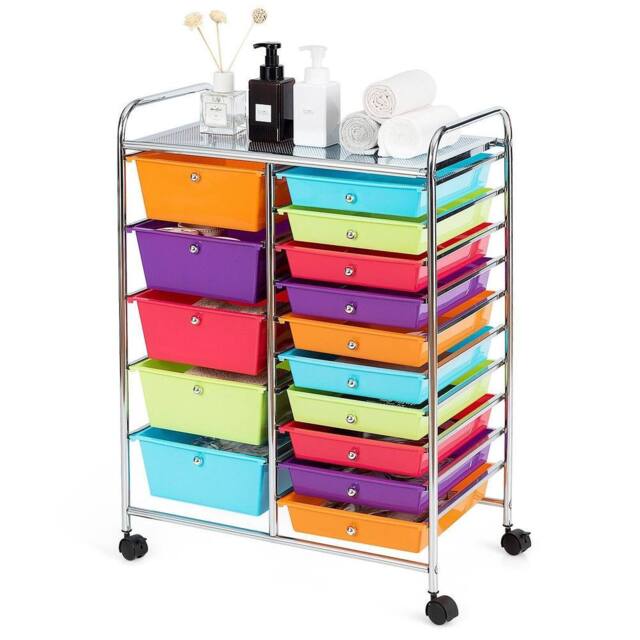 Gymax 15-Drawer Tool Cart Rolling Office Paper Organizer For School Beauty Salon - image 1