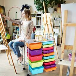 Gymax 15-Drawer Tool Cart Rolling Office Paper Organizer For School Beauty Salon - thumbnail 4