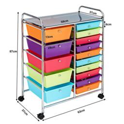 Gymax 15-Drawer Tool Cart Rolling Office Paper Organizer For School Beauty Salon - thumbnail 2