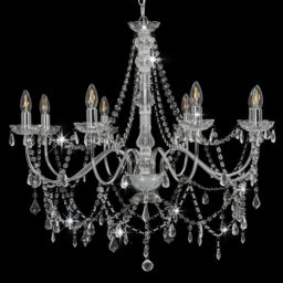 Berkfield Home Chandelier with Beads Silver 8 x E14 Bulbs - thumbnail 4