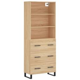 Berkfield Home Highboard Sonoma Oak 69.5x34x180 cm Engineered Wood in Light Brown - thumbnail 3
