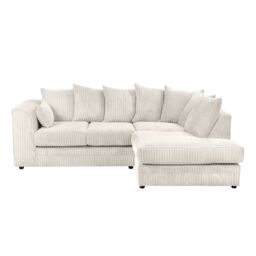 SquareBoxx Lennox Jumbo Cord Corner Sofa Right Hand Facing Chaise in Off-White - thumbnail 1