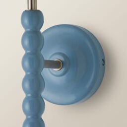 ValueLights Bobbins Pair of Pastel Wall Lights & Natural Linen Trim Lamp Shades in Pale Blue - thumbnail 4