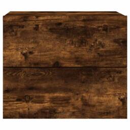 Berkfield Home Durable Wall-mounted Bedside Cabinet with LED Lights Smoked Oak in Brown - thumbnail 7