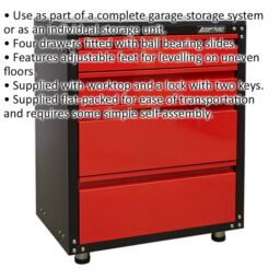 Loops Modular 4 Drawer Cabinet with Worktop - 665 x 460 x 820mm - Ball Bearing Slides - thumbnail 2
